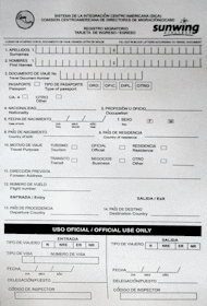 Tarjeta de ingreso / egreso - recto
